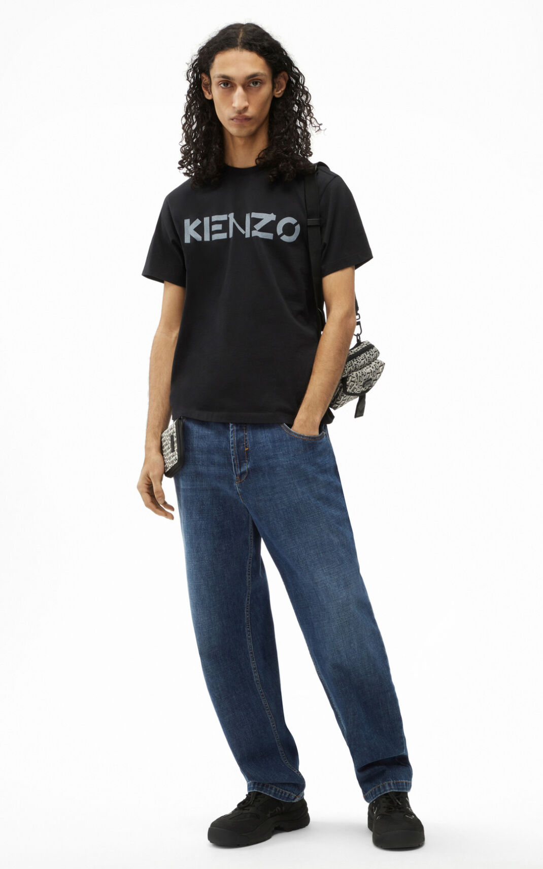 Kenzo Logo Camisetas Hombre Negras | 9235670-OF